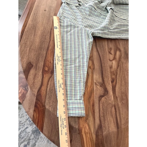 Saddlebred Mens Medium Long Sleeve Tattersall Check Button Down Shirt Blue Green - Picture 7 of 10